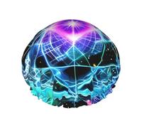 Eight Dimensional Space Printed shower cap, reusable, specially designed for women's long hair, double-layer structure, suitable for bathing.