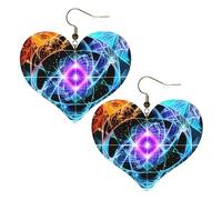 Eight Dimensional Space Prints Stylish Heart-Shaped Earrings Lightweight Women'S Accessories Perfect For Parties And Valentine'S Day.