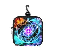 Eight Dimensional Space Small Zip Pouch-Waterproof Neoprene Storage Bag for Earbuds, Keychain Clip Case for Coins Cards USB, Travel Organiser