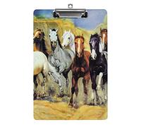 Eight Horses are Jumping on The Lgrass A4 Size Clipboard Funny Aesthetic Working Studying Letter Standard Clip Board 12.5×8.5 in Hardboard for School Classroom Kids Writing Drawing