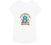 Eight is My New Favorite Number Birthday Gift T-Shirt, Girls, White, Large