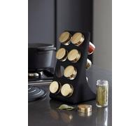 Eight Jar Spice Rack with Matt Black and Brass Finish Masterclass Black One Size