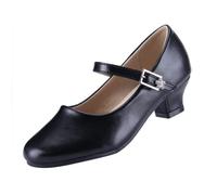 EIGHT KM Girls High Heel Dress Shoes Mary Jane Princess Wedding Party Pump Shoes EKM7015 Microfiber Leather Athena Black Size 11 UK Little Kid