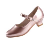 EIGHT KM Girls High Heel Dress Shoes Mary Jane Princess Wedding Party Pump Shoes EKM7015 Patent Leather Gold 1 UK Little Kid