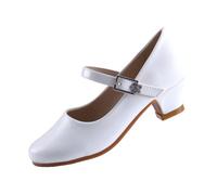 EIGHT KM Girls High Heel Dress Shoes Mary Jane Princess Wedding Party Pump Shoes EKM7015 Patent Leather White 13.5 UK Little Kid