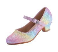 EIGHT KM Mary Jane Girls High Heel Dress Shoes Wedding Party Pumps Princess Shoes EKM7015 EKM7015 Sparkle Glitter Crystal Rainbow UK Toddler Size 6