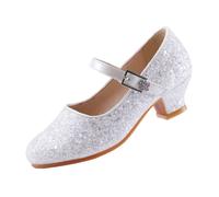 EIGHT KM Mary Jane Girls High Heel Dress Shoes Wedding Party Pumps Princess Shoes EKM7015 Sparkle Glitter Cinderella White UK Toddler 6