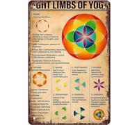 Eight Limbs of Yoga Knowledge Poster Eight Limbs of Yoga Poster 11 inch Metal Tin Sign Vintage Kitchen Signs Wall Decor Aluminum Sign for Home Office Coffee Gift For Women 8x5.5 Inch Plaque Tin Sign