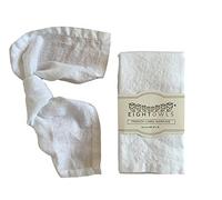 Eight Owls Linen Napkins - 100% Pure Stonewashed Linen Cloth Napkins - Mitered Corners - Size 45 cm x 45 cm - Set of 4 (Pure White)