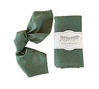Eight Owls Linen Napkins - 100% Pure Stonewashed Linen Cloth Napkins - Mitered Corners - Size 45 cm x 45 cm - Set of 4 (Rustic Green)