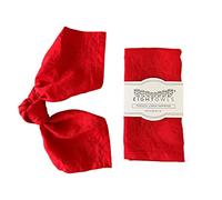 Eight Owls Linen Napkins - 100% Pure Stonewashed Linen Cloth Napkins - Mitered Corners - Size 45 cm x 45 cm - Set of 4 (Rich Red)