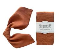 Eight Owls Linen Napkins - 100% Pure Stonewashed Linen Cloth Napkins - Mitered Corners - Size 45 cm x 45 cm - Set of 4 (Rustic Orange)