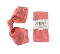 Eight Owls Linen Napkins - 100% Pure Stonewashed Linen Cloth Napkins - Mitered Corners - Size 45 cm x 45 cm - Set of 4 (Sunset Pink)