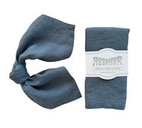 Eight Owls Linen Napkins - 100% Pure Stonewashed Linen Cloth Napkins - Mitered Corners - Size 45 cm x 45 cm - Set of 4 (Soft Teal Blue)