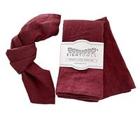 Eight Owls Linen Napkins - 100% Pure Stonewashed Linen Cloth Napkins - Mitered Corners - Size 45 cm x 45 cm - Set of 4 (Burgundy)