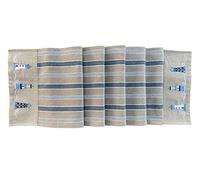 Eight Owls Nautical Table Runner - 183 cm (72") - Cotton Decorative Embroidered Design - Natural, Navy Blue and White (Lighthouse Embroidered)