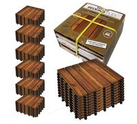 (Eight Packs (72 Tiles)) Easy Fit Wooden Click Deck Decking Tiles Hardwood Patio Garden Outdoor Balcony