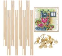 Eight Pieces Needlework Art Supplies, Wood Canvas Needlepoint Frames, Canvas Stretcher, Needlepoint Stretcher Bar Set With 100 Pins, Simple Assembly For Needlework Projects, Embroidery
