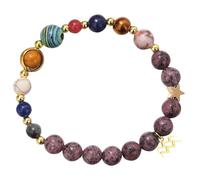 Eight Planets & 12 Bracelet With Stainless Pendant Natural Stone & Beads For Couples Men'S Watch (A, One Size)