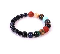 Eight Planets Bead Bracelet Men Natural Stone Universe Solar Chakra Bracelet For Women Men Jewelry Gifts (Metal Color : 8mm)