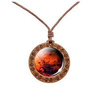 Eight Planets Necklace Pendent Double Sided Glass Universe Galaxy Solar System For Women for Pack (E, One Size)