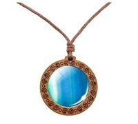 Eight Planets Necklace Pendent Double Sided Glass Universe Galaxy Solar System For Women for Pack (H, One Size)