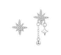 Eight-Pointed Star Asymmetric Copper Stud Earrings