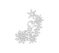Eight-pointed Star Crystal Diamond Imitation Pearl Brooch Dress Coat Coat Corsage Pin Accessories
