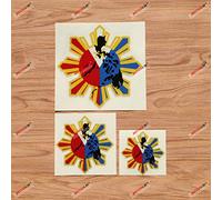 Eight-ray Sun Stars Philippines Flag Map Outline Filipino Vinyl Decal Sticker - 3 Pack Reflective, 7.6cm, 10.2cm, 15.2cm - for Car Boat Laptop Cup Phone
