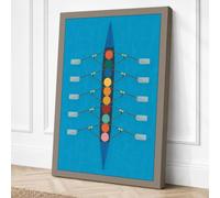Eight Rowers in Harmony Canvas Wall Art Print 24x16 Inch