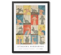 Eight Shadow Figures Utagawa Hiroshige Poster, Japanese Woodblock Ukiyo-E Print, Vintage Art Picture Painting Wall Art Exhibition Bedroom Home Decor, A2 (Black Frame) - 62.5x45.1cm