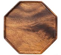 Eight Sided Walnut Tray for Japanese Tea Practice Dessert Serving and Fruit Display With Natural Wood Texture and Smooth Rounded Profile (B)