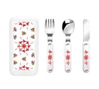 Eight-way rotation Children's tableware 3-piece set, reusable knife, fork and spoon cutlery set, portable children's food protection tableware