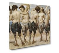 Eight Women In Bird Bodies by Hans Thoma Canvas Print | Gallery Wrapped 30mm Frame Wall Art | 20x20 inches | Ready to Hang | Classic Animals Picture | Living Room Bedroom Lounge Office