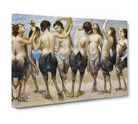 Eight Women In Bird Bodies By Hans Thoma Canvas Print | Gallery Wrapped 30mm Frame Wall Art | 24x16 inches | Ready to Hang | Classic Animals Picture | Living Room Bedroom Lounge Office