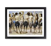 Eight Women In Bird Bodies By Hans Thoma Classic Painting Framed Print | A3 Black Framed Wall Art | Ready to Hang | Classic Historical Picture | Living Room Bedroom Lounge Office