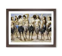 Eight Women In Bird Bodies By Hans Thoma Classic Painting Framed Print | A4 Walnut Framed Wall Art | Ready to Hang | Classic Historical Picture | Living Room Bedroom Lounge Office