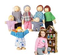 Eight Wooden Miniature Characters - Articulated Imitation Game for Preschool Kindergarten School Toddler Boys Girls Home, Development Imagination Girl
