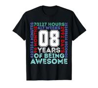 Eight Year Old Birthday, 8 Years Old, Eighth, 8th Birthday Value Graphic T-Shirt, Men, Black, L