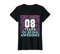 Eight Year Old Birthday, 8 Years Old, Eighth, 8th Birthday Value Graphic T-Shirt, Women, Black, S