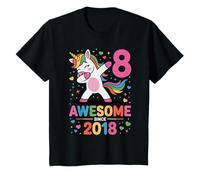 Eight Year Old Unicorn Dab 8 Awesome Since 2018 Hearts T-Shirt