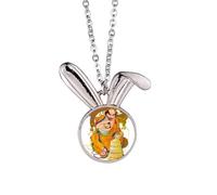 Eighteen Arhats Figure Pattern Rabbit Necklace Pendant Bunny Animal Jewelry Gift