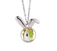 Eighteen Arhats Illustration Pattern Rabbit Necklace Pendant Bunny Animal Jewelry Gift