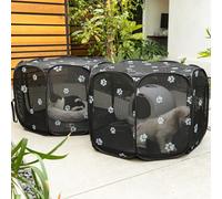 EighteenTek 2-in-1 Cat Playpen, 58''Pop Up Dog Pet Playpen for Indoor Outdoor Cats Enclosed, Portable Pet Playpen, Kitten Puppy Foldable Play Pen Cat Dog Tent Crate Cage Kennel(S, 58" Lx29Wx17H)