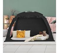 EighteenTek Full Size Blackout Bed Tent - Lightweight Private Space Sleeping Canopy With Frame Curtains - Breathable Fabric Indoor Portable Dream Tent for Kids and Adults
