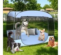 EighteenTek XLarge Popup Portable Dog Houses, 5.3'x4'H Assembly-Free Gazebo-Style Dog Cot Cat Playpen Screen Pet Tent Sun Shade Shelter Dog Bed with Canopy for Outdoor, Anti-Bugs with Leakproof Bottom