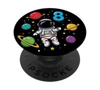 Eighth Birthday Astronaut Planets 8th Cute Adorable Space PopSockets Adhesive PopGrip