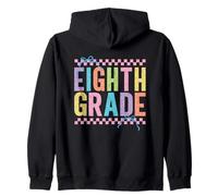 Eighth Grade Colorful Checkered Vibes Zip Hoodie