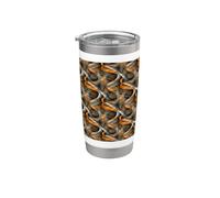 Eighties Burned Orange On Grey Abstract Curve Repeat Pattern Stainless Steel Insulated Tumbler