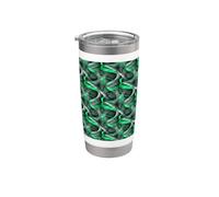 Eighties Pale Green On Grey Abstract Curve Repeat Pattern Stainless Steel Insulated Tumbler
